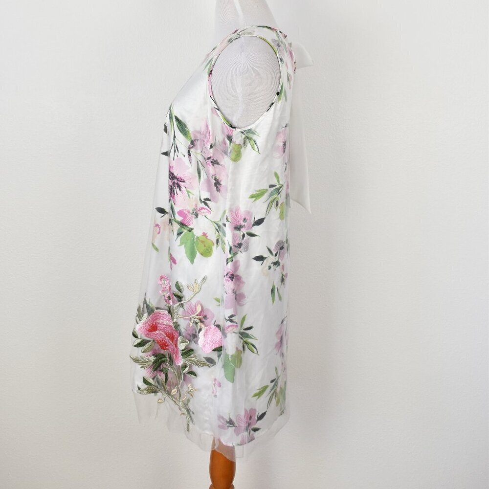 Spense Floral Embroidered Tulle Overlay Shift Dress NEW - L - Picture 6 of 12
